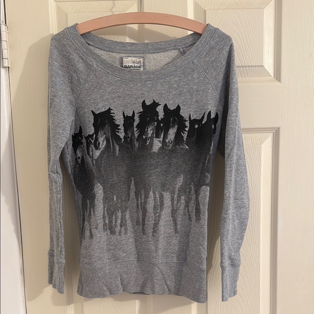 Garage Gray Horse Graphic Sweatshirt